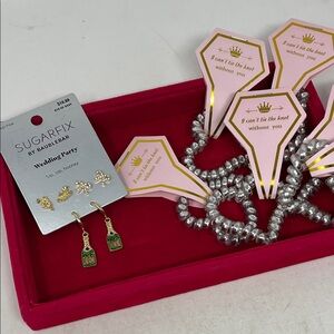 SUGARFIX BY BAUBLEBAR WEDDING PARTY BUNDLE 3 Earrings Pink Tray Heart gifts NEW